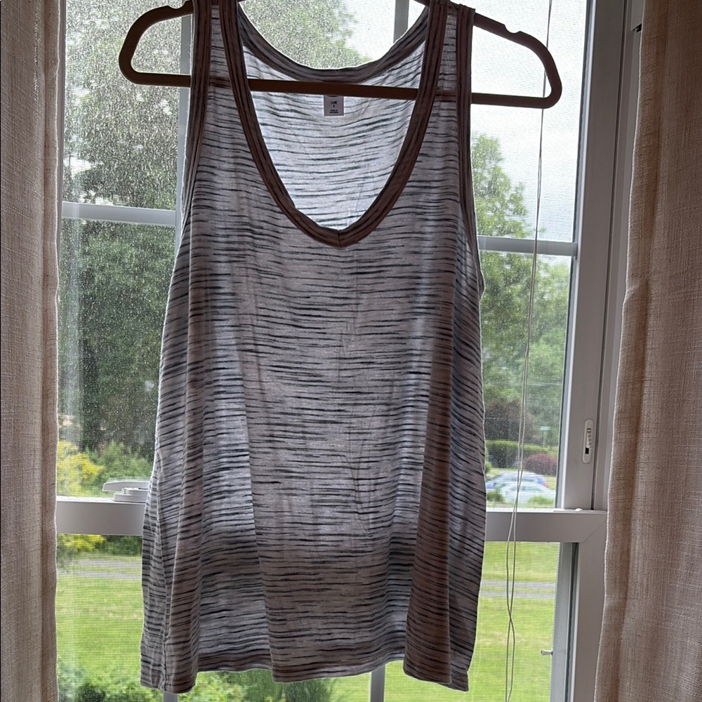 Striped Gray and Navy Women's Tank Top- Old Navy Luxe Tank L